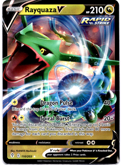 Pokemon TCG Rayquaza V 110/203 SWSH07 Evolving Skies Holo Rare Lightly Played - Image 1