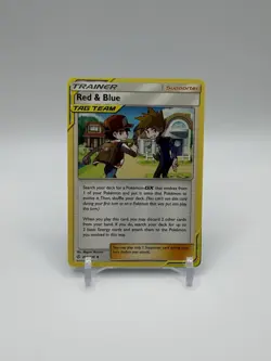 Red & Blue 202/236 Pokemon SM Cosmic Eclipse Uncommon Trainer Supporter TCG 2019 - Image 1