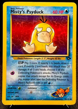 Misty’s Psyduck 90/132 MP Non Holo Gym Challenge Pokemon Card! - Image 1