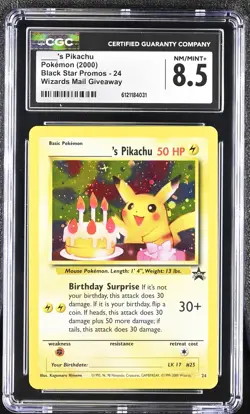 CGC 8.5 Birthday ____'s Pikachu 2000 Black Star Promos 24 Holo Pokemon Card - Image 1