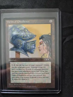 WOTC MTG Helm of Obedience, Alliances, Regular, Rare EX cond. unplayed, 1996. - Image 1