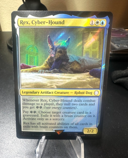 MTG Magic The Gathering Rex, Cyber-Hound Extended Art Surge Foil LP - Image 1