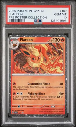 2025 POKEMON SVP EN-SV BLACK STAR PROMO #167 FLAREON PSA 10 - Image 1