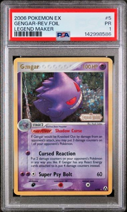 SWIRL PSA 1 2006 Pokemon EX Legend Maker Gengar STAMPED Reverse Holo Foil 5/92 - Image 1