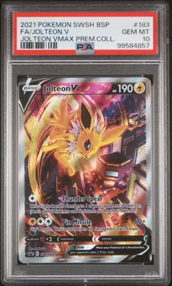 2022 POKEMON SWSH BLACK STAR PROMO #183 FULL ART/JOLTEON V PSA 10 - Image 1