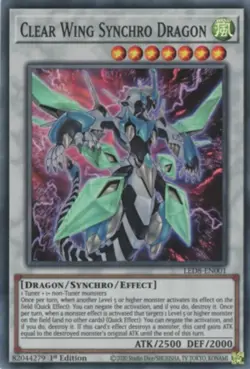Yugioh! Clear Wing Synchro Dragon - LED8-EN001 - Super Rare - 1st Edition Near M - Image 1