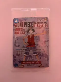 Bandai Monkey.D.Luffy College Basketball US Voyage Promo One Piece Card P-055 - Image 1