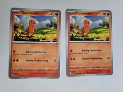 Pokemon TCG Charmander 004/165 2023 MEW Set Includes 2 Cards - Image 1