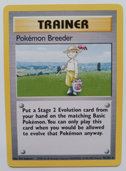 Pokemon Breeder Pokemon Card WOTC 4th Print 1999-2000 Base Set 76/102 Rare LP - Image 1