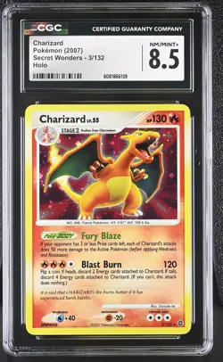 CGC 8.5 Charizard 2007 Secret Wonders 3/132 Holo Pokemon Card - Image 1
