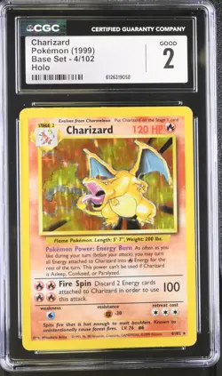 CGC 2 Charizard 1999 Base Set 4/102 Holo Pokemon Card - Image 1