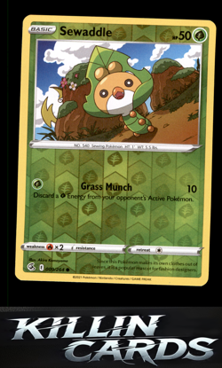 Reverse Holofoil Sewaddle 009/264 Pokemon Common SWSH08: Fusion Strike Card NM - Image 1