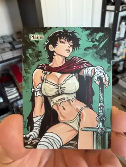 Magic MTG Altered Painted Plains Casca Berserk Anime Girl by white_alters - Image 2