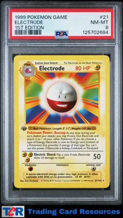 1999 Pokemon Game #21 Electrode 1st Edition PSA 8 NM-MT - Image 1