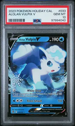 2023 POKEMON HOLIDAY CALENDAR #033 ALOLAN VULPIX V PSA 10 - Image 1