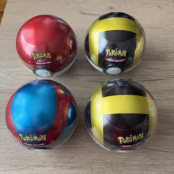 4 Pokeball Tin New E25 Sealed 6 Booster Packs Pokemon Tcg - Image 1