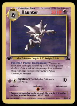 Pokemon Cards Haunter 21/62 1st Edition Fossil Rare - Image 1