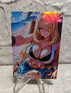 Cynthia Trading Card Waifu Goddess Story Anime Girl holo Karte Manga Full Art - Image 1