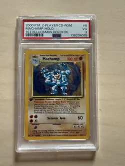 Pokemon TCG Machamp Base Set Holo Rare 8/102 Vintage WOTC PSA 3 - Image 1