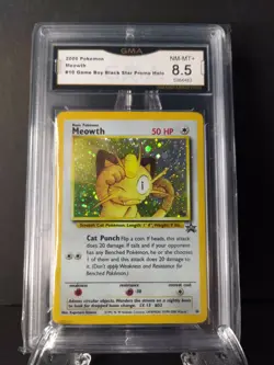 2000 Pokemon Meowth #10 WOTC Gameboy Black Star Promo Holo GMA 8.5 NM-MT+ - Image 1