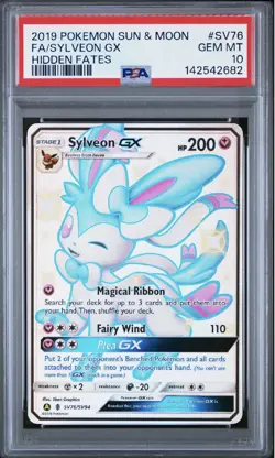 2019 POKEMON SUN & MOON HIDDEN FATES #SV76 FULL ART/SYLVEON GX PSA 10 - Image 1