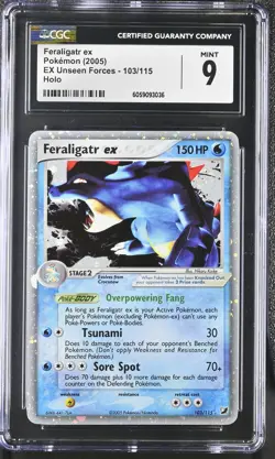CGC 9 MINT Feraligatr ex 2005 EX Unseen Forces 103/115 Holo Pokemon Card - Image 1
