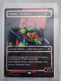 MTG TMNT Raphael, the Muscle 0091 Borderless Surge Foil Pixel Art - Image 1