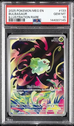 2025 POKEMON MEG EN-MEGA EVOLUTION ILLUSTRATION RARE #133 BULBASAUR PSA 10 - Image 1