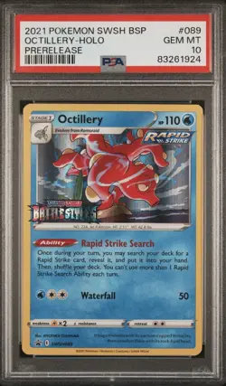 2021 Pokemon Octillery Holo Sword & Shield Battle Styles Prerelease Promo PSA 10 - Image 1