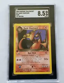 POKEMON 2001 DARK CHARIZARD 21/82 1ST EDITION TEAM ROCKET, SGC 8.5 JUST GRADED - Image 1
