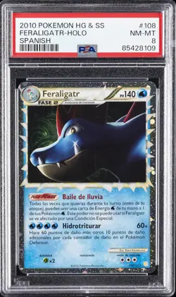 2010 POKEMON HEARTGOLD & SOULSILVER SPANISH #108 FERALIGATR-HOLO PSA 8 - Image 1