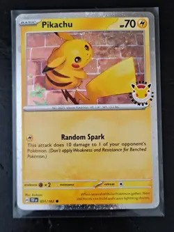 Pikachu 2026 Pokemon Day Stamp - 051/162 - Temporal Forces - Promo Cosmos Holo - Image 1