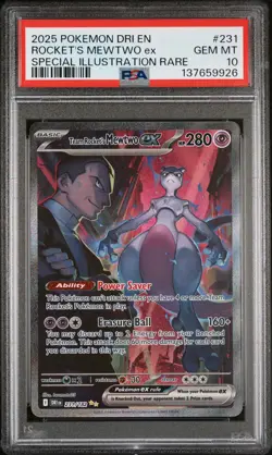 2025 POKEMON DRI EN-DESTINED RIVALS #231 TEAM ROCKET'S MEWTWO EX PSA 10 - Image 1