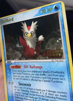 Delibird 21/109 EX Team Rocket Returns Reverse Holo 2004 Pokemon HP RARE MISCUT - Image 2