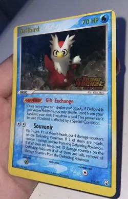 Delibird 21/109 EX Team Rocket Returns Reverse Holo 2004 Pokemon HP RARE MISCUT - Image 3