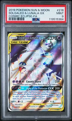 Pokemon Solgaleo & Lunala GX (Full Art) 216/236 Sm-Cosmic Eclipse Holo PSA 9 - Image 1