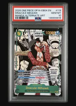 2026 One Piece Dracule Mihawk Op14-119 Manga Psa 10 - Image 1