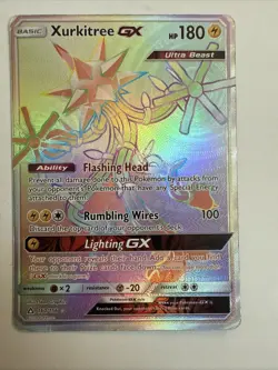 Xurkitree GX 160/156 Ultra Prism Rainbow Rare Pokemon TCG Card - Image 1