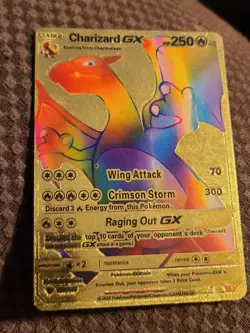 Pokemon Charizard GX Rainbow Gold Foil Card 70/300 - Image 1