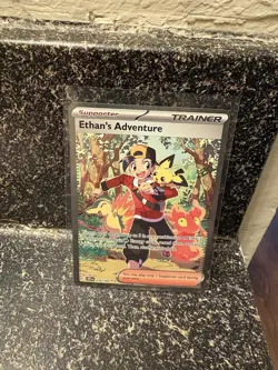 Pokemon TCG Destined Rivals Ethan's Adventure Full Art Trainer Card 236/182 Sir - Image 1