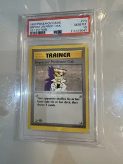 1999 Pokemon Base Set #73 Impostor Professor Oak 1st Edition PSA 10 Gem Mint - Image 1