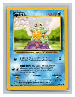 Squirtle #063/102 Base Set Pokemon Card TCG - Image 1