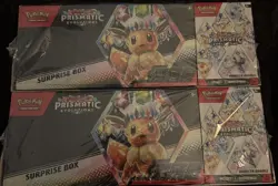 SEALED Pokemon Prismatic Evolutions Surprise Box + Booster Bundle (LOT OF 2) - Image 1