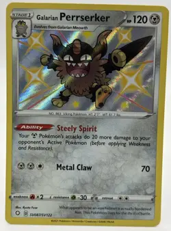 Pokemon TCG Galarian Perrserker SV087/SV122 Shining Fates: Shiny Vault Holo - NM - Image 1