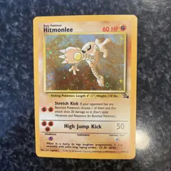 Pokemon TCG Hitmonlee Fossil 7/62 Unlimited Holo Rare 1999 Mint - Image 1
