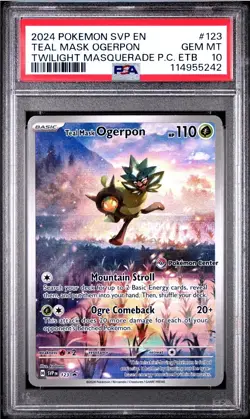 PSA 10 Teal Mask Ogerpon #123 SVP Pokemon Center Twilight Masquerade ETB STAMPED - Image 1