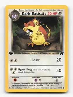 Pokemon TCG - Dark Raticate 51/82 Common Team Rocket 1st Edition - - Image 1