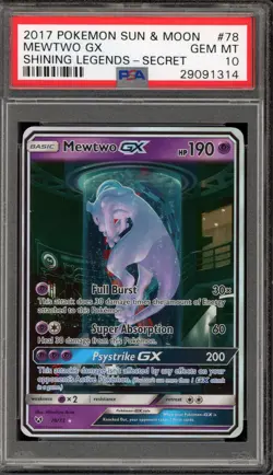 Pokemon Mewtwo GX Shining Legends Secret Rare #78 PSA 10 Gem Mint - Image 1