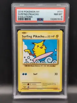 2016 Surfing Pikachu #111 - XY EVOLUTIONS - Secret Rare - PSA 8 NM-MT - POKEMON - Image 1