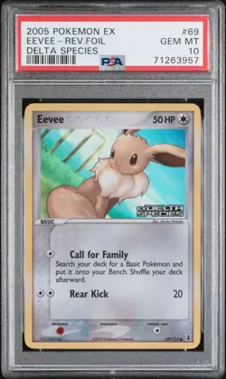 2005 Pokemon EX Delta Species Eevee Reverse Holo Foil #69 PSA 10 GEM MINT - Image 1